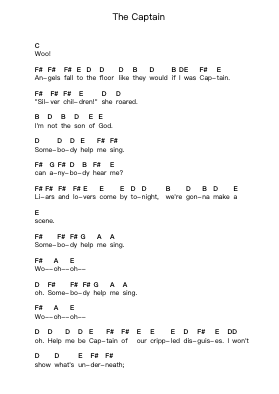 The Captain Piano letter notes by Biffy Clyro - Arr.Fevans
