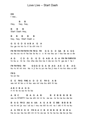 Love Live - Start Dash Piano letter notes by Misc Cartoons - Arr.Davehume