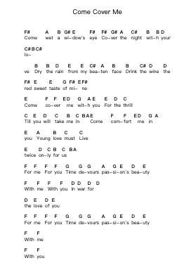 Come Cover Me Piano letter notes by Nightwish - Arr.Calbrown Yertate