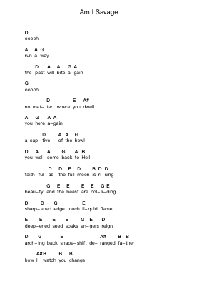 Am I Savage Piano letter notes by Metallica - Arr.Clarknence