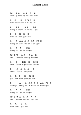 Locket Love Notas de piano en letras por Ramones - Arr.Bairdxy
