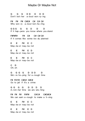 Maybe Or Maybe Not Piano letter notes by The Adicts - Arr.Saxbraith