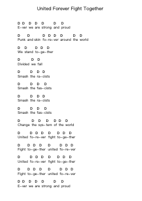 United Forever Fight Together Piano letter notes by The Rebel Riot - Arr.Halemorse