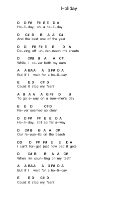 Holiday Piano letter notes by Vampire Weekend - Arr.Stonelian Chantham