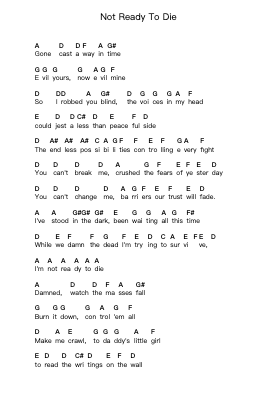 Not Ready To Die पियानो पत्र नोट्स द्वारा Avenged Sevenfold - Arr.Kercox