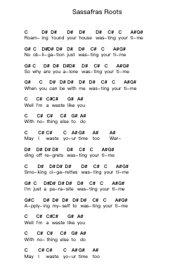 Sassafras Roots Piano letter notes by Green Day - Arr.Clevestowe Walkyes