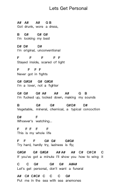 Lets Get Personal Piano letter notes by Kisschasy - Arr.Dobing