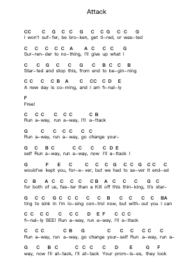Attack Piano letter notes by Thirty Seconds To Mars - Arr.Kriso Dolclaire