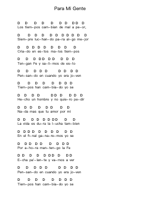 Para Mi Gente Catatan huruf piano oleh Madball - Arr.Linee Bushsopp