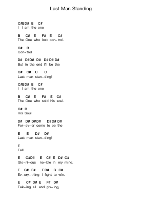 Last Man Standing Ghi chú đàn piano bởi HammerFall - Arr.Wattkeith Louichild