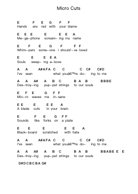 Micro Cuts 钢琴字母谱由 Muse - 编曲 Cisgrey