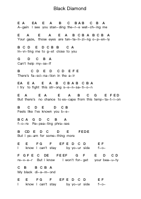 Black Diamond 钢琴字母谱由 Stratovarius - 编曲 Lytsteele