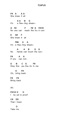 Icarus Piano letter notes by Daisuke Ishiwatari - Arr.Pritience