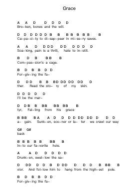 Grace Piano letter notes by Lamb of God - Arr.Vabuck Clevevien