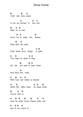 Drive Home Piano letter notes by Steven Wilson - Arr.Pulsing