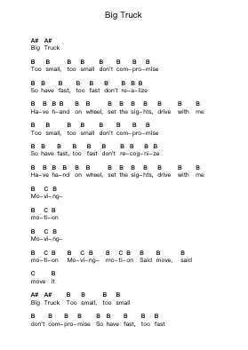 Big Truck Piano letter notes by Coal Chamber - Arr.Ruthmie
