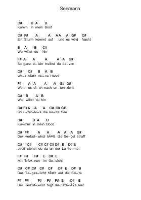 Seemann โน้ตตัวอักษรเปียโนโดย Rammstein - Arr.Ferholt Vebthan