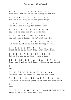 Dazed And Confused ピアノの音符 by Led Zeppelin - Arr.Pastowe Olseph