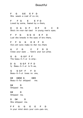 Beautiful Piano letter notes by Creed - Arr.Wrightac Phimaud