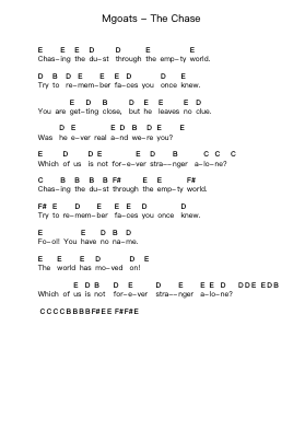Mgoats - The Chase Piano letter notes by Misc Unsigned Bands - Arr.Wattsh
