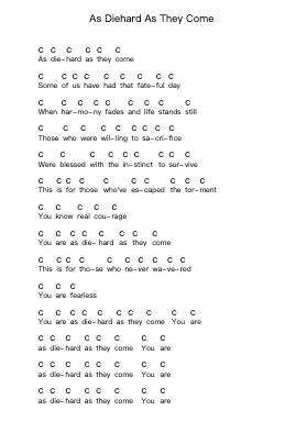 As Diehard As They Come Note letterarie per pianoforte di Hatebreed - Arr.Thodorejoan