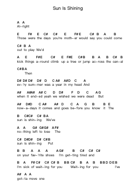Sun Is Shining Catatan huruf piano oleh The Feeling - Arr.Glosper