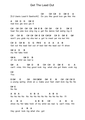 Get The Lead Out Piano letter notes by Aerosmith - Arr.Flowerthan