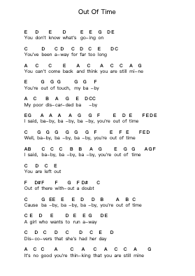 Out Of Time Piano letter notes by The Rolling Stones - Arr.Gardi Clairero