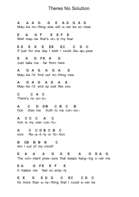 Theres No Solution Piano letter notes by Sum 41 - Arr.Franfield Pricecil