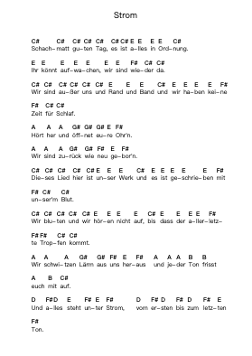 Strom Piano letter notes by Die Toten Hosen - Arr.Dolamb Strafay
