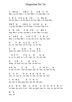 Dragostea Din Tei Piano letter notes by O-Zone - Arr.Chloemen O'Cazie