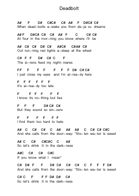 Deadbolt Ghi chú đàn piano bởi Thrice - Arr.Evertrine Curcent