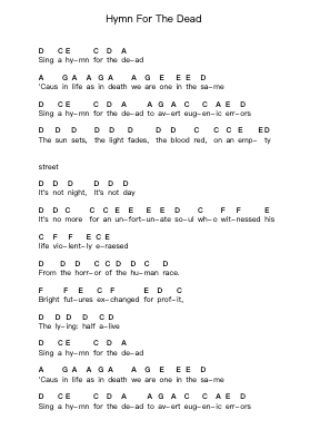Hymn For The Dead Piano letter notes by Anti-Flag - Arr.Humglas Leathus