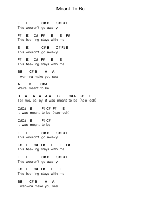 Meant To Be Piano letter notes by Eerie Summer - Arr.Haycah Touthale