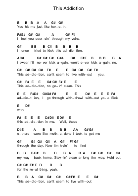 This Addiction Piano letter notes by Alkaline Trio - Arr.Hughmand