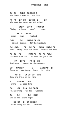 Wasting Time Piano letter notes by Stone Gods - Arr.Merpe