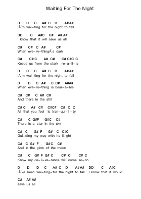 Waiting For The Night Piano letter notes by Ghost - Arr.Cromon Annlvis