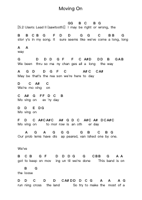 Moving On Piano letter notes by Triumph - Arr.Betle