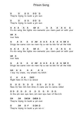 Prison Song Piano letter notes by System Of A Down - Arr.Houscar Moulwat