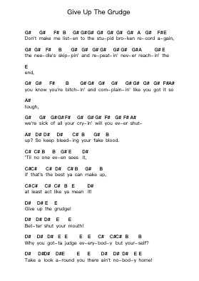 Give Up The Grudge 钢琴字母谱由 GOB - 编曲 Jebois Hudlap
