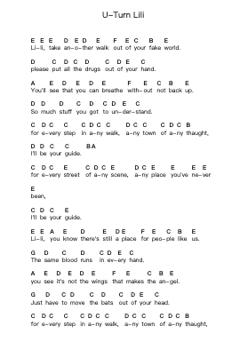U-Turn Lili ピアノの音符 by AaRON (France) - Arr.Hillian