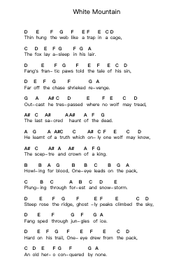 White Mountain Piano letter notes by Genesis - Arr.Ogreen Belker