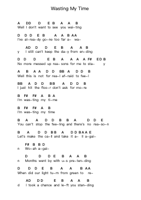 Wasting My Time Nota surat piano oleh Default - Arr.Flowerthan