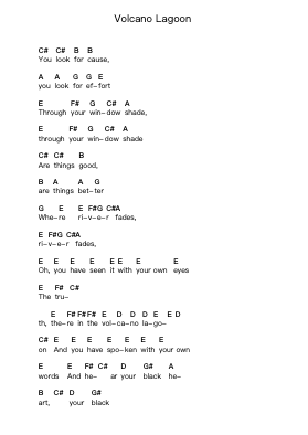 Volcano Lagoon Piano letter notes by Eerie Wanda - Arr.Virquinn Hoodvid
