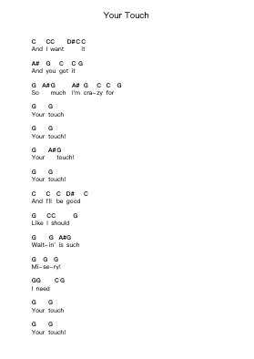 Your Touch Klavierbuchstaben-Noten von The Black Keys - Arr.Springgene