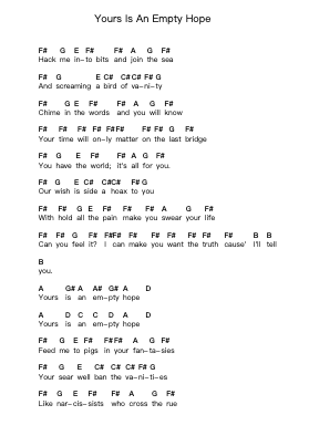 Yours Is An Empty Hope Piano letter notes by Nightwish - Arr.Phylpeg Bradning
