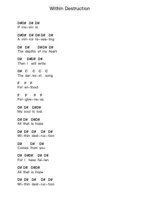 Within Destruction Catatan huruf piano oleh As I Lay Dying - Arr.Hughmand