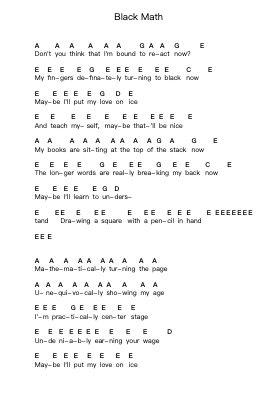 Black Math 钢琴字母谱由 The White Stripes - 编曲 Kirkckle Clarkckle