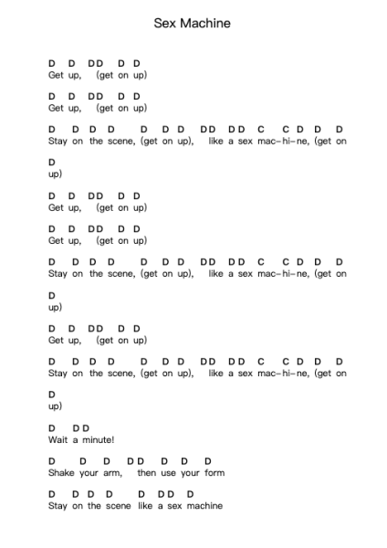 Sex Machine Piano letter notes by James Brown - Arr.Simpdre
