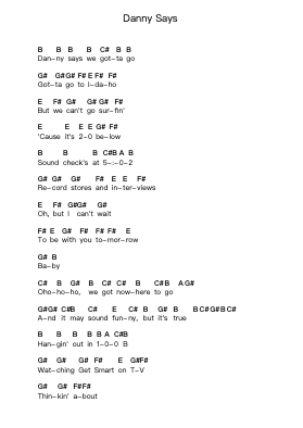 Danny Says Piano letter notes by Ramones - Arr.Boyleva Efglan